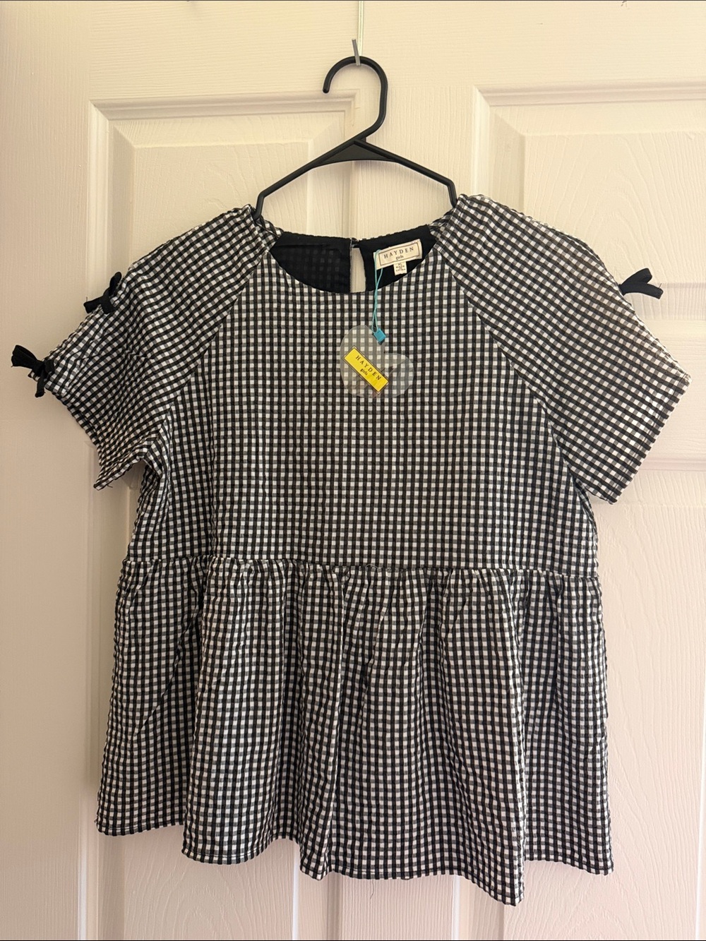 Black & White Gingham Peplum Kids top